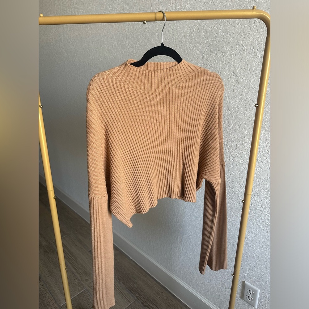 Tan Ribbed Knit Sweater